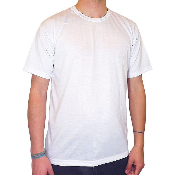 Camiseta Branca de Poliéster para Sublimação Gola Redonda Adulto EG