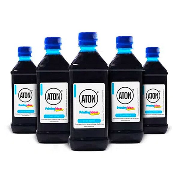 Kit 5 Tintas para Epson Universal High Definition ATON Cyan corante 500ml