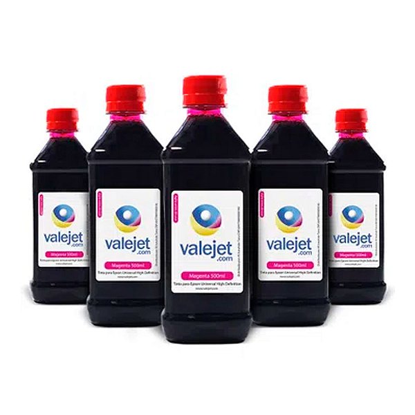 Kit 5 Tintas para Epson Universal Magenta Corante 500ml Valejet