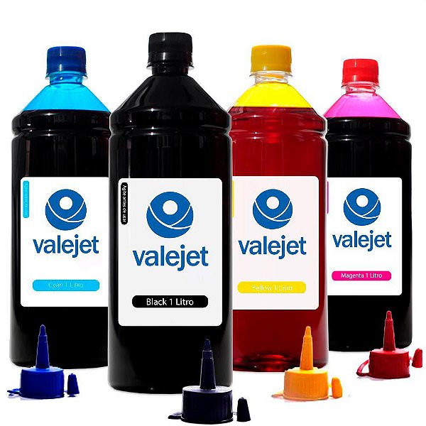 Kit 4 Tintas Epson Bulk Ink L396 CMYK 1 Litro Corante Valejet