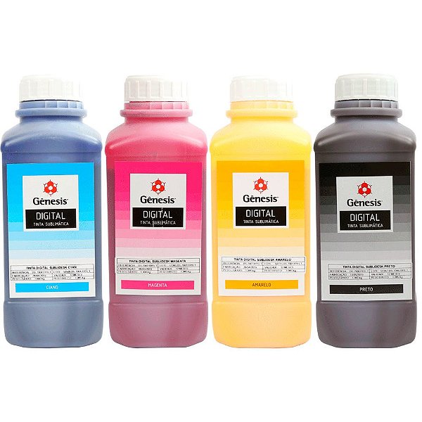 KIT 4 TINTA SUBLIMÁTICA GÊNESIS Universal Digital Sublidesk CMYK 1 Litro