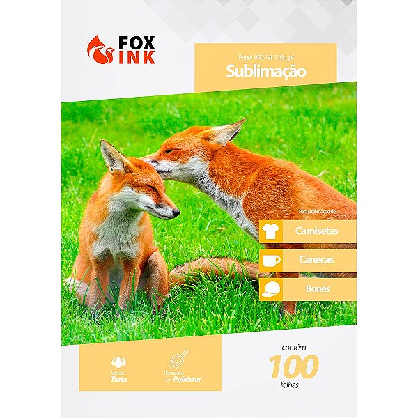 Papel para Sublimação R90 A4 110g Pacote Fox Ink 100 Folhas