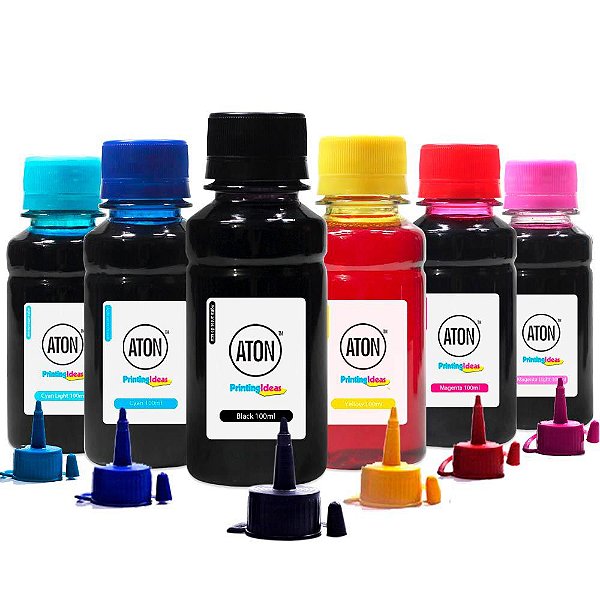 Kit 6 Tintas Epson Bulk Ink L850 CMYK 100ml Corante Aton