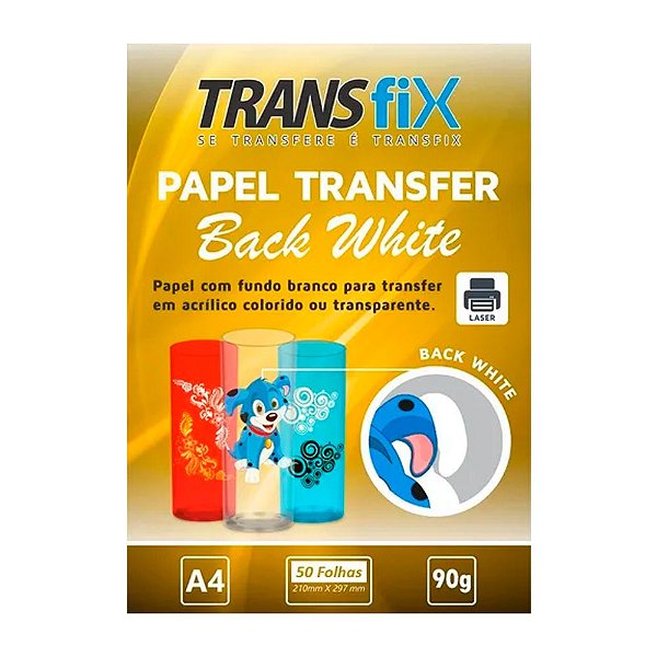 Papel Transfer Laser A4 90g Fundo Branco 50 Unidades