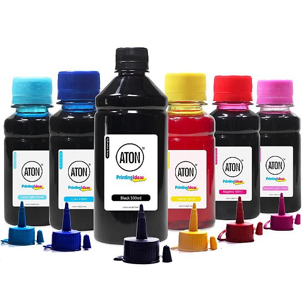 Kit 6 Tintas Epson Bulk Ink L805 Black 500ml Coloridas 100ml Corante Aton