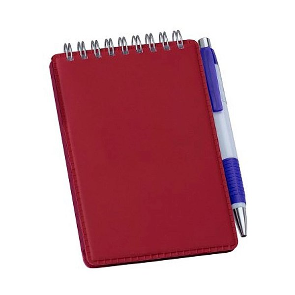 Caderneta de Anotações em Couro Sintético Vermelho
