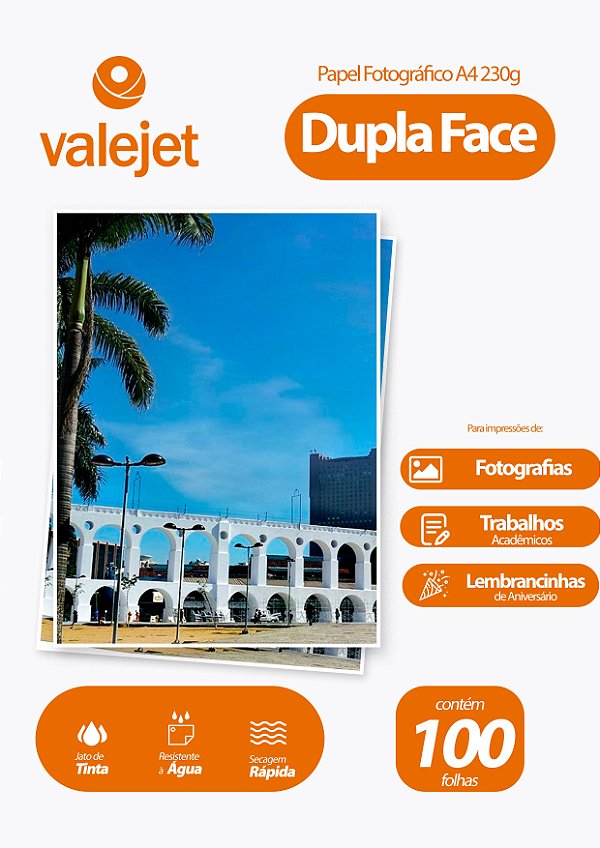 Papel Fotográfico Dupla Face A4 230g Valejet 100 Folhas