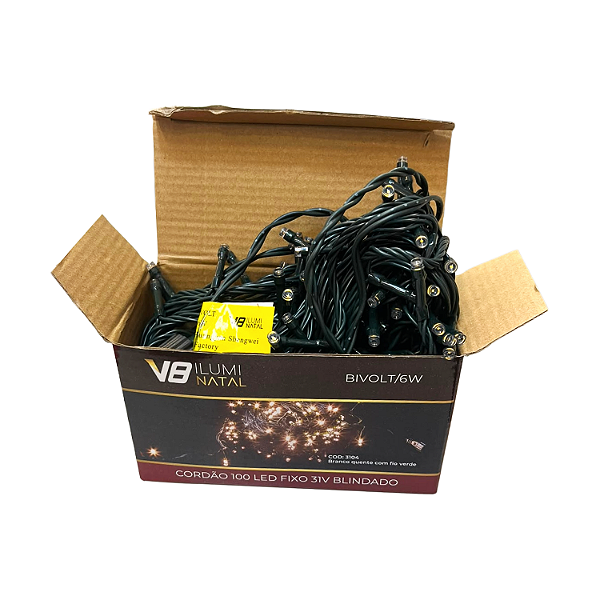 CORDAO 100 LEDS FIXO BQ 31V BIV FIO VD 10M IP44 - BRILLIANT