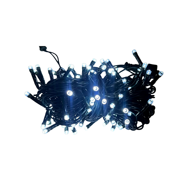 CORDAO 100 LEDS FIXO BRANCO FRIO 220V FIO VD 10M - BRILLIANT