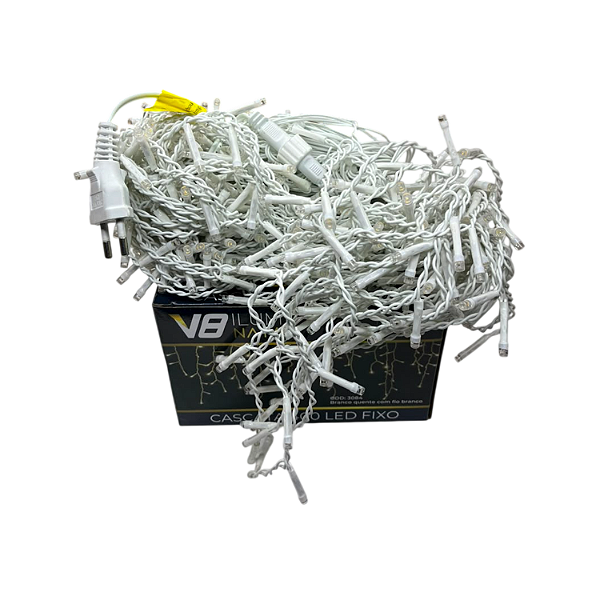 CASCATA 400 LEDS FIXO BQ 110V FIO BRANCO 10M - BRILLIANT