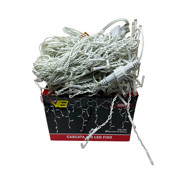 CASCATA 400 LEDS FIXO BRANCO FRIO 220V FIO BCO 10M - BRILLIANT