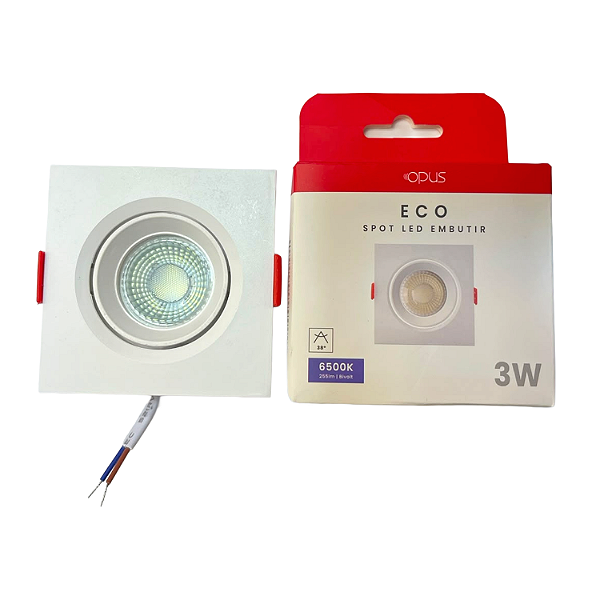 SPOT EMBUTIDO QUADRADO 3W 6.5K 225LM - OPUS