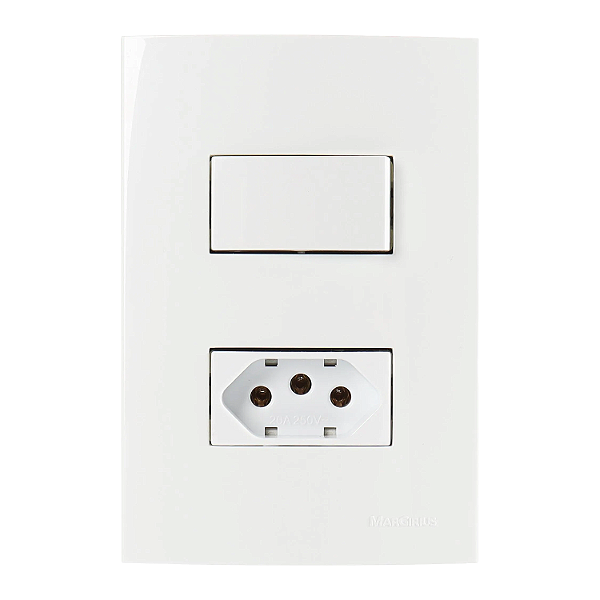 CONJ 1TOM 2P+T 10A + 1INT SIMPLES 4X2 SLEEK BRANCO MARGIRIUS