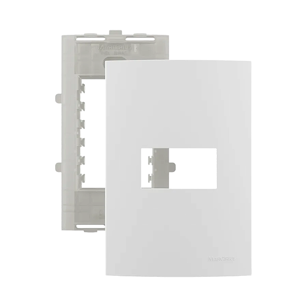 CONJ PLACA 4X2 P/ 1 MODULO HORIZ SLEEK BRANCO - MARGIRIUS