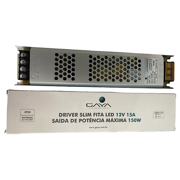 FONTE SLIM P/ FITA DE LED 15A 12V 150W IP20 - GAYA