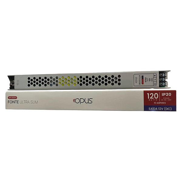 FONTE SLIM 10A 12V 120W IP20 BIVOLT - OPUS