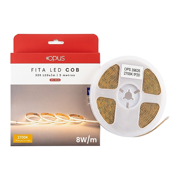FITA LED COB 5M 8W 2.7K 12V IP20 - OPUS