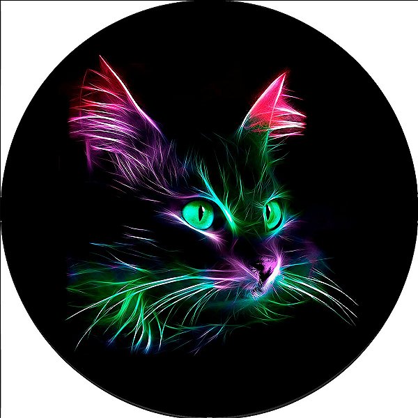 Capa Personalizada para Estepe Ecosport Crossfox Aircross Felino Gato Neon 2