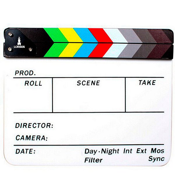 Claquete Profissional Lorben Acrílico com Imã Cinema Filmagens 30x24,5cm