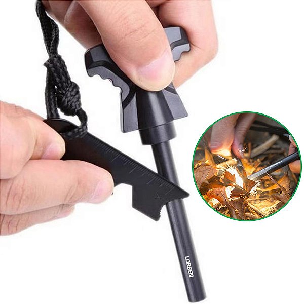 Pederneira Sobrevivência Lorben Magnésio Camping Acendedor de Fogo Abridor Garrafa