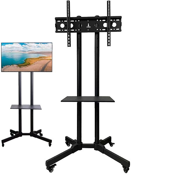 Suporte Pedestal de Chão Lorben para TV 32 A 65 pol com Rodízio e Bandeja Altura Ajustável