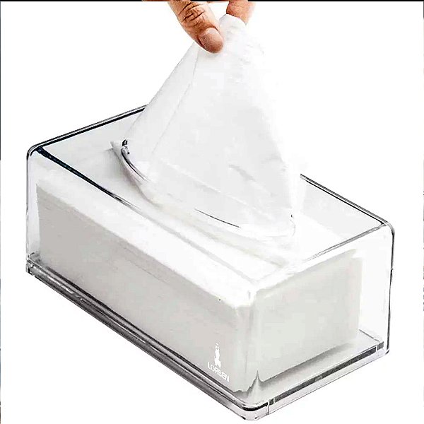 Porta Lenços Máscara Papel Interfolha Caixa Acrílico Cristal Transparente Lorben