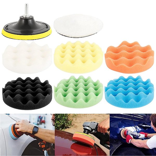 Kit com 7 Almofadas de Polimento Automotivo Lorben Polir Encerrar Veículos
