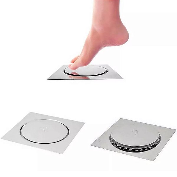 Ralo Click Inteligente Lorben para Banheiro 15cm Aço Inox