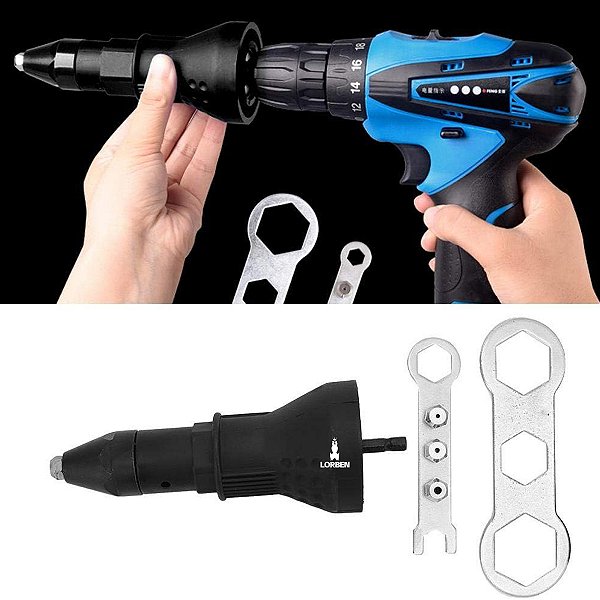 Adaptador Rebitador Lorben para Parafusadeira Furadeira Rebitadeira Rebite