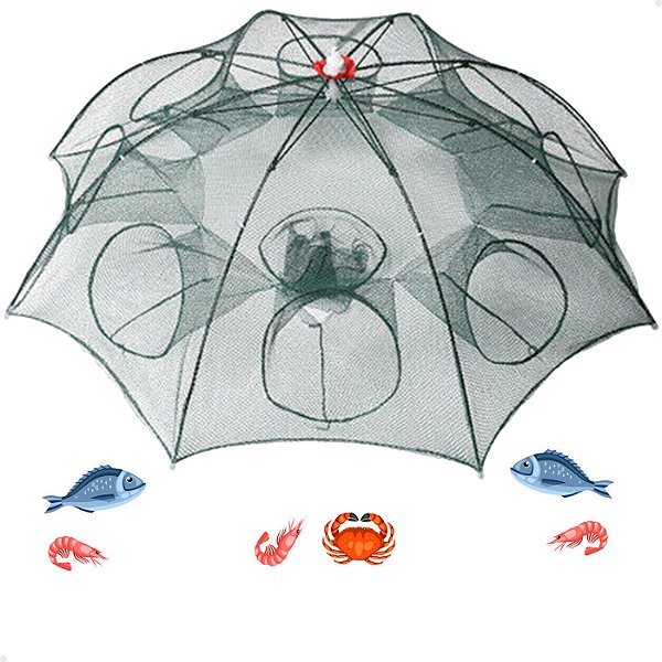 Covo Armadilha Lorben para Camarão Lambari 8 Bocas Guarda Chuva