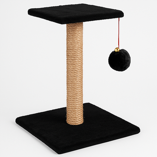 Arranhador para Gatos Lorben Pet Quadrado Poste Sisal com Brinquedo Pompom Pelúcia Guizo