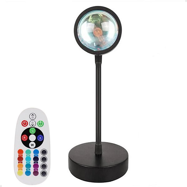 Luminária Por do Sol Sunset Luz Led Noturna Lorben 16 Cores USB Controle Remoto e Bluetooth