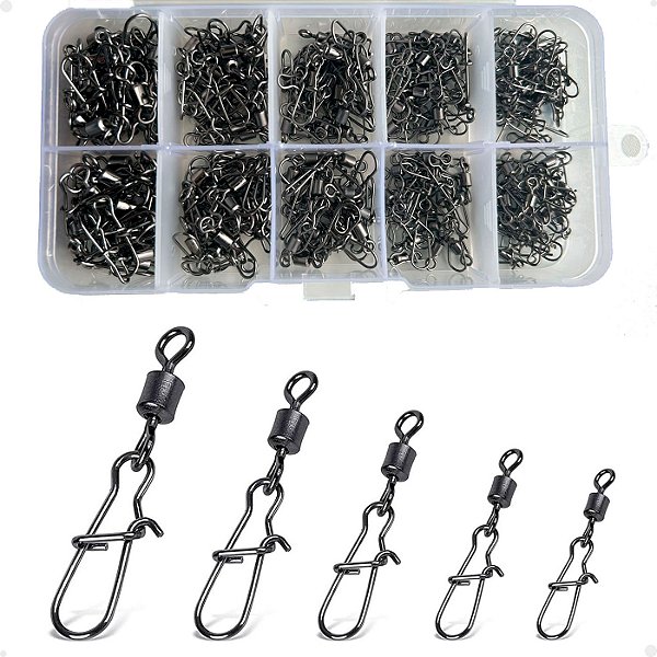 Kit 210 Snap Girador Lorben Pesca Engate Rápido com Estojo de Armazenamento