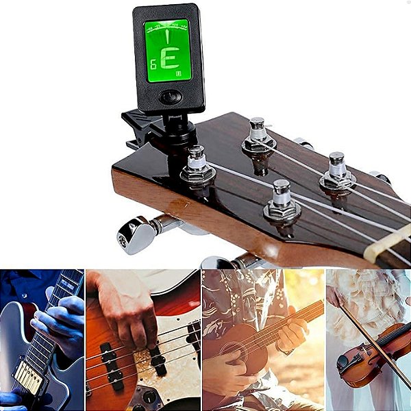 Afinador Digital Cromático Clip 360° para Violão Violino Guitarra Baixo Ukulele Cavaco