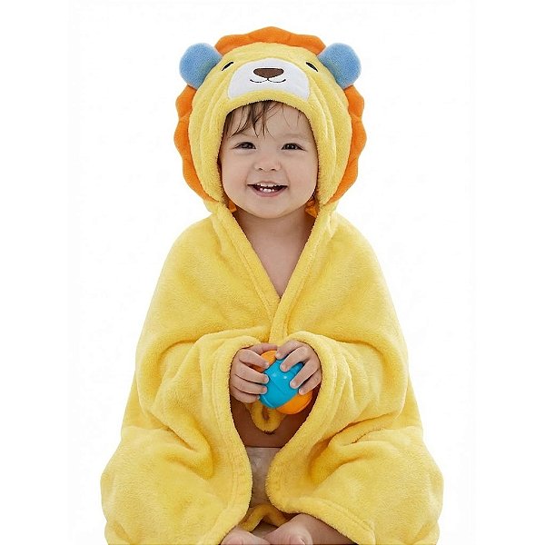Manta Cobertor Toalha de Banho com Capuz para Bebê Criança Lorben Manto Bichinhos Fleece Macio