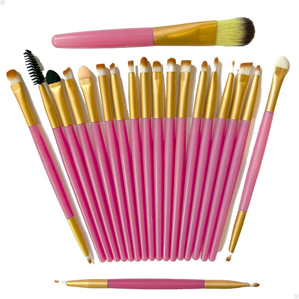 Kit Completo 20 Pincéis Profissionais para Maquiagem Lorben com Estojo