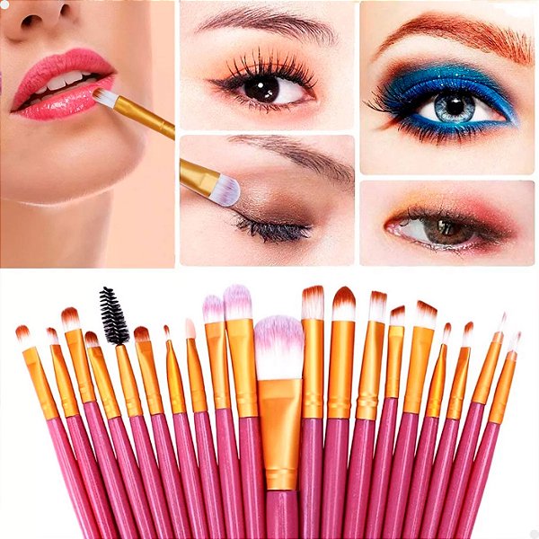 Kit Completo 20 Pincéis Profissionais para Maquiagem Lorben com Estojo