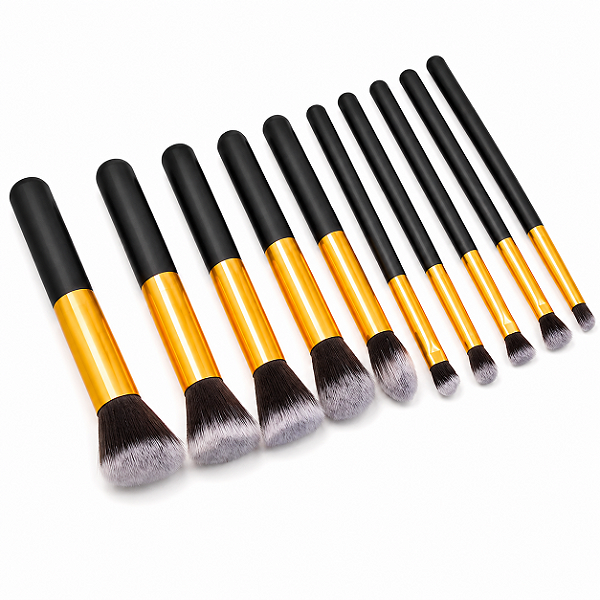 Kit Completo 10 Pincéis Kabuki Profissionais para Maquiagem Lorben com Estojo