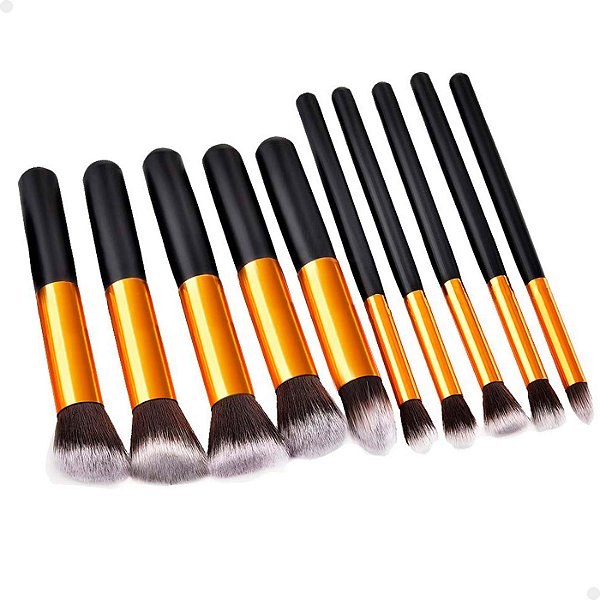Kit Completo 10 Pincéis Kabuki Profissionais para Maquiagem Lorben com Estojo