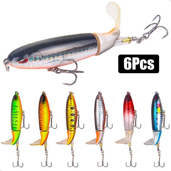 Isca Artificial Lorben Superfície Whopper Plopper Hélice 10cm 6 Peças