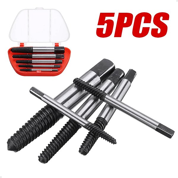 Chave Extrator Tira Parafuso Quebrado Espanado 3 a 18mm Jogo com 5 Peças Lorben