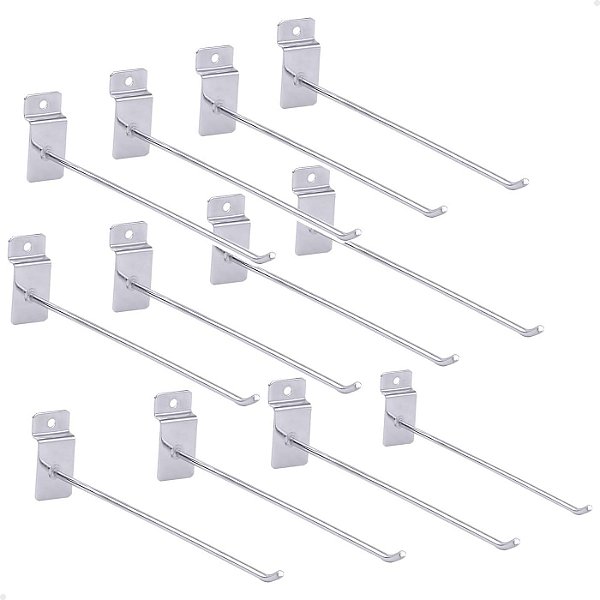 100 Ganchos Expositores 10 cm para Painel Canaletado Aço Zincado Lorben