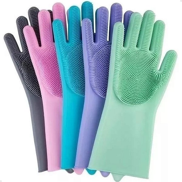 Luvas de Silicone Multiuso Lorben Limpeza Lavar Louça Carros Pets