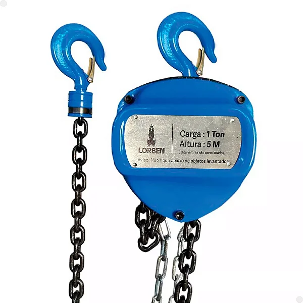 Talha Manual 1 Tonelada 1000 Kg Corrente 5 Metros