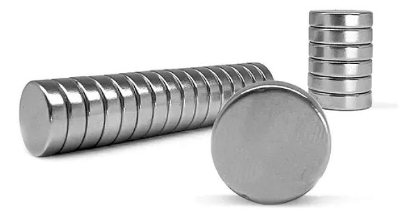 Kit com 10 Ímãs de Neodímio 12x3mm Disco Super Forte