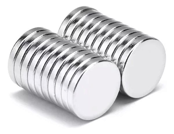 Kit com 20 Peças Ímã de Neodímio 12x1mm N52 Super Forte Pastilha