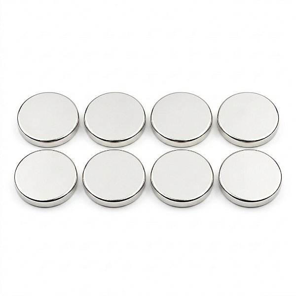 Kit com 8 Peças Ímã de Neodímio 25x3mm Super Forte