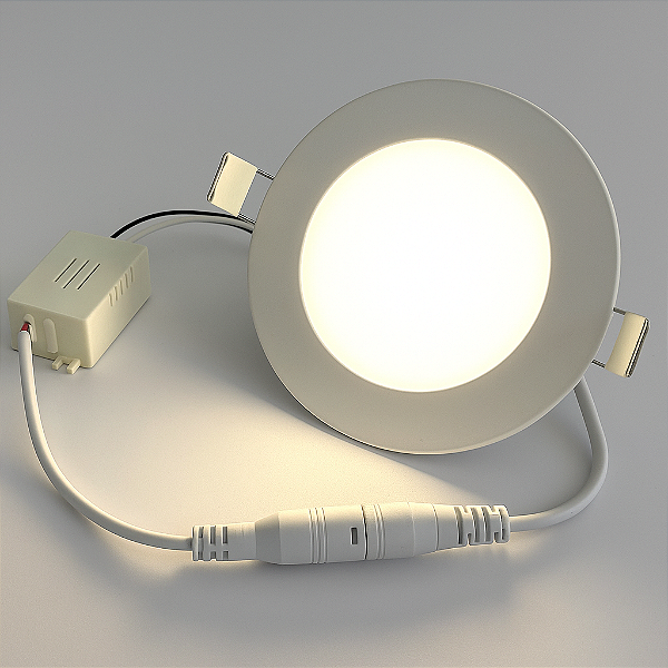 Plafon Painel de LED Redondo de Embutir 12cm de diâmetro Bivolt (110/220V)- 6W - 6500k