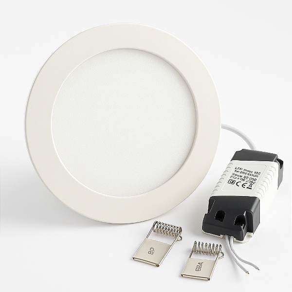 Plafon Painel de LED Redondo de Embutir 19cm de diâmetro Bivolt (110/220V)- 15W - 3000k