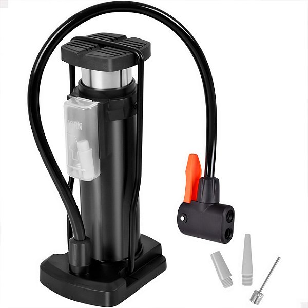 Bomba de Ar Portátil de Pé com Manômetro – Para Bicicleta, Moto, Bola e Infláveis – Compacta e Multifuncional